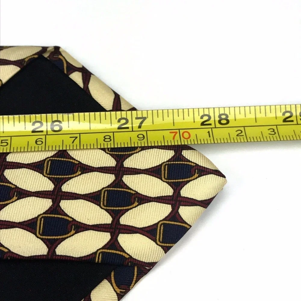 Read Desc. PAOLO GUCCI Designer Luxury Elegant Beige Red Navy Silk Necktie ITALY